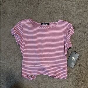 YMI Mauve Striped Short Sleeve Top